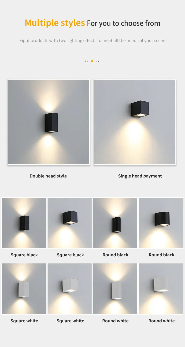 GU10 Base Outdoor Waterproof Wall Lights Garden Porch Wall Lighting LED Wall Lamps AC86-265V Indoor Bedroom Bedside Decorati
