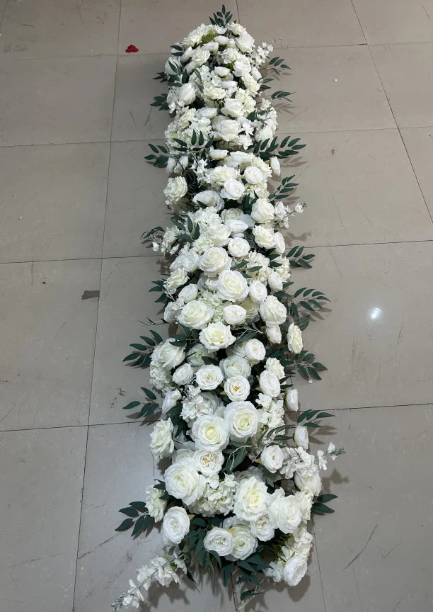 5D Luxury Artificial Flowers Wedding Decoration Table Long Runner Flower Row Floral Backdrop Arrangement Wall Arch Decor Props