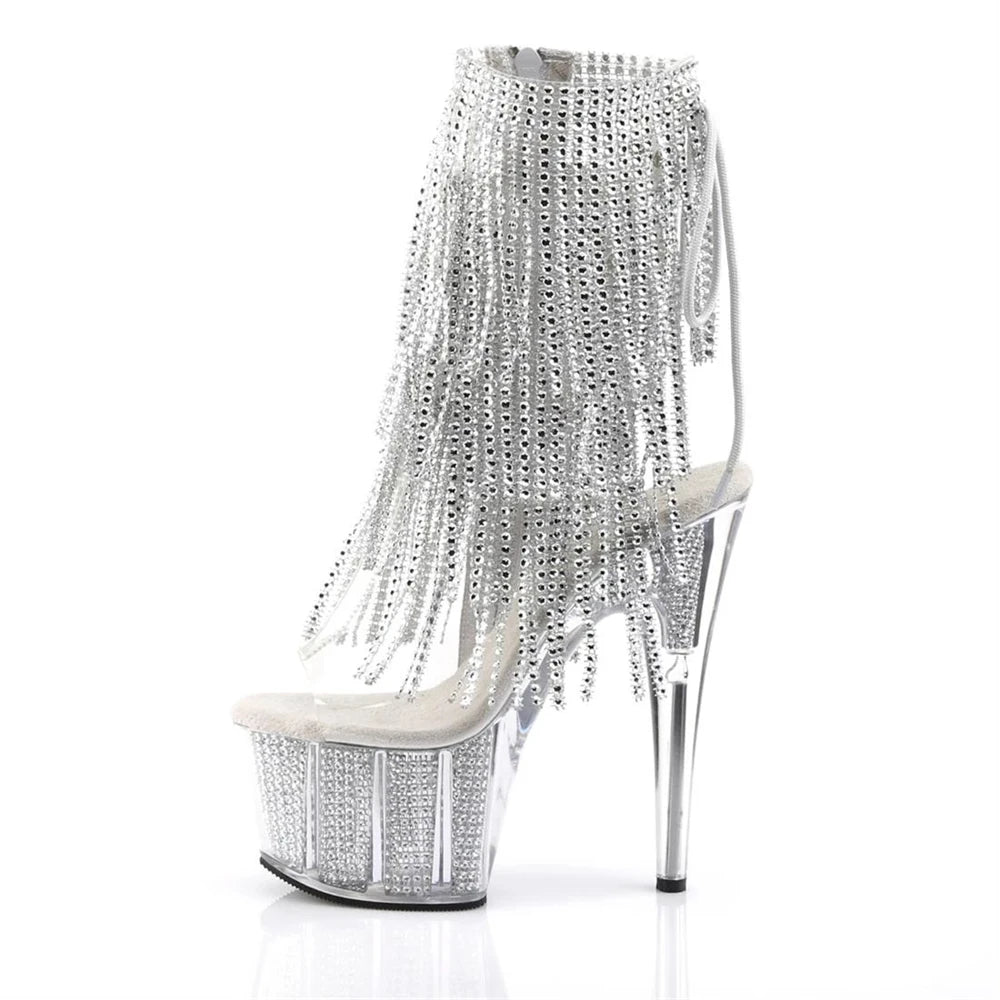 Décolleté con nappe elettrolitico di marca 17CM Tacchi alti sottili Stivaletti Pole Dance Modello da discoteca Passerella Scarpe da donna con plateau
