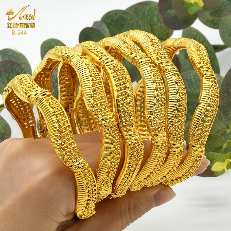Braccialetti donna africana Dubai Color oro 24k bracciale gioielli indiani per le donne braccialetti arabi con ciondoli da sposa marchio di lusso