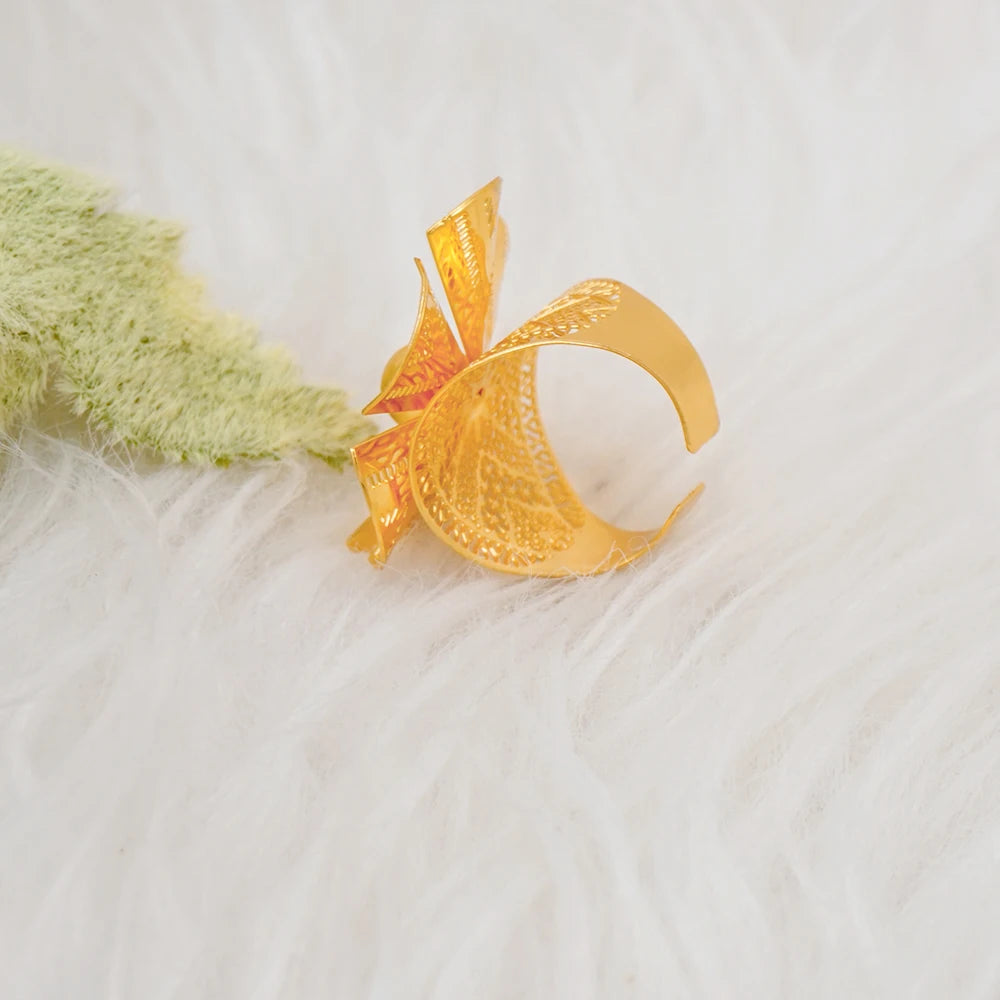 Bracciale color oro Dubai con anello per donna Bracciale con polsino a catena con ciondoli Bracciale indiano Arabo Francia Regali di gioielli da sposa