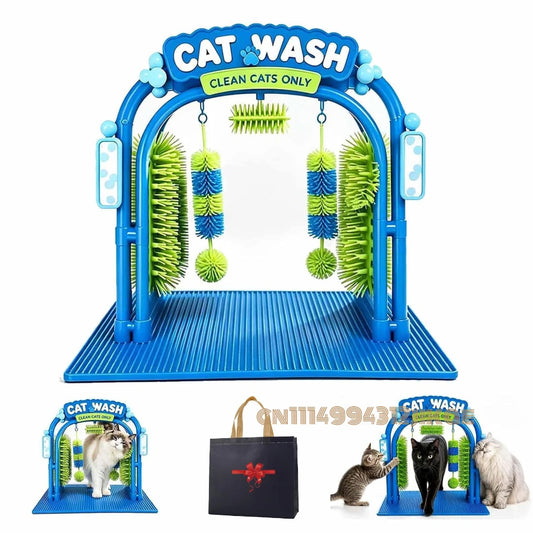 Cat Car Wash Toy, The Cat Wash Scratcher,Cat Wash Grooming Station,Self grooming arch with soft brushes helps cats enjoy massage