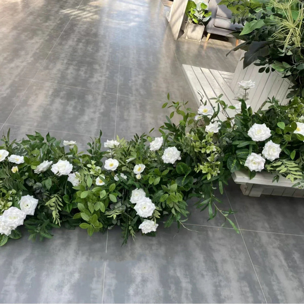 Custom Artificial Flowers Strips Arrangement Event Backdrop Arch Decor Wall Hanging Floral Row Table Sofa Runner Wedding Props