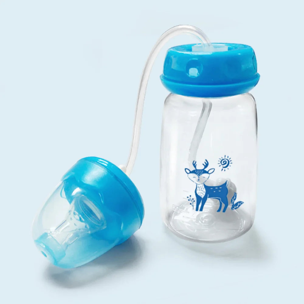 New 5oz/150ml Hands-Free Feeding Bottle Self-Feeding with Straw Brush Bottle Set Normal-Neck Gravity Ball Milk Storage Bottle