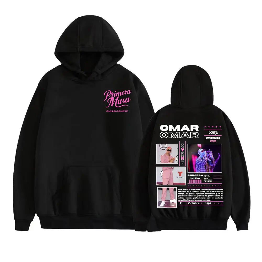 Omar Courtz Primera Musa Felpe con cappuccio grafiche Uomo Donna Abbigliamento Felpa moda Hip Hop Harajuku Felpa con cappuccio in pile casual Streetwear
