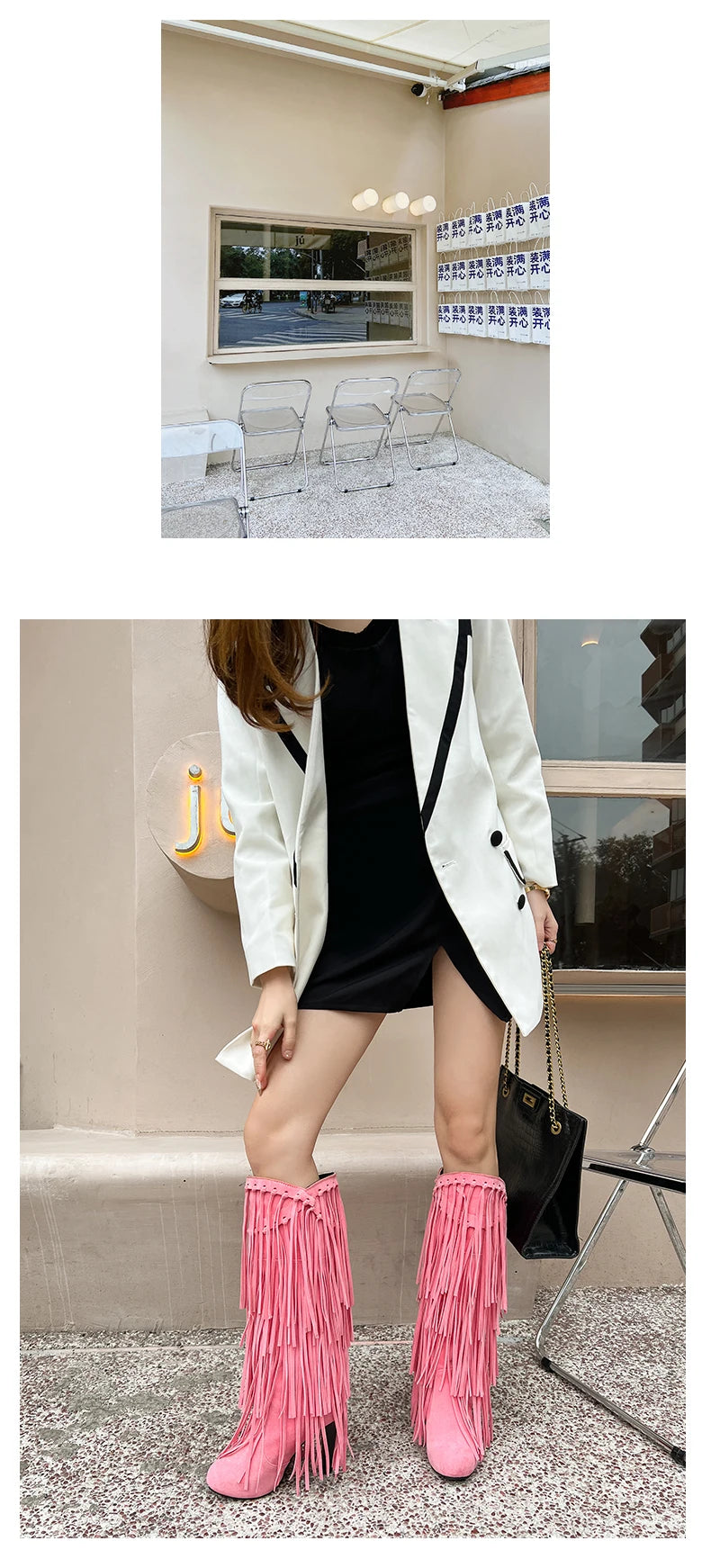 2022 primavera nuovo tacco alto con scollo a v con frange stivali da donna punta tonda impermeabile moda Sexy Set di piedi stivali da principessa