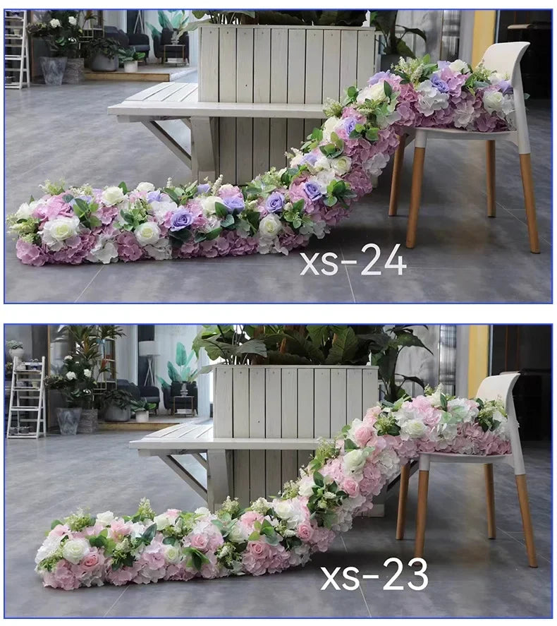 Event Table Floral Strip Silk Flower Row Wedding Backdrop Wall Decor Runner Arrangement Party Arch Deco Floral Celebration Props