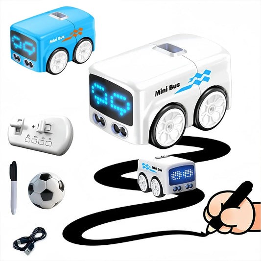 RC Magic Mini Bus Toy  Interactive Inductive Magic Follows Line Car Intelligent Smart Remote Control Cartoon Car Vehicle Toy