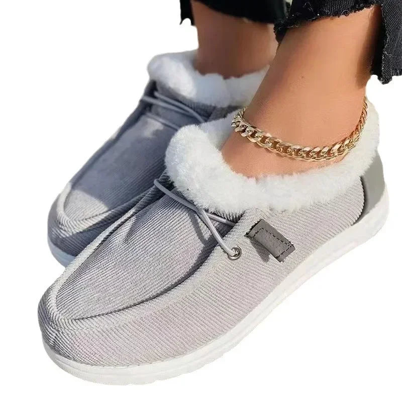 Mocassini caldi da donna inverno nuovi stivali da neve alla caviglia in peluche appartamenti scarpe casual in cotone da donna scarpe sportive con punta tonda solida da donna