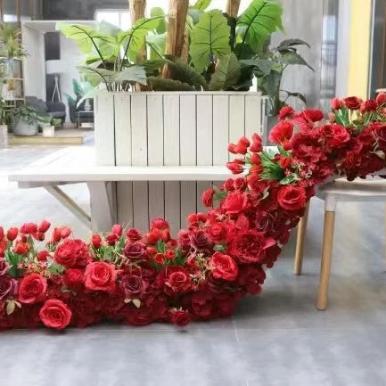 Custom Artificial Flowers Strips Arrangement Event Backdrop Arch Decor Wall Hanging Floral Row Table Sofa Runner Wedding Props