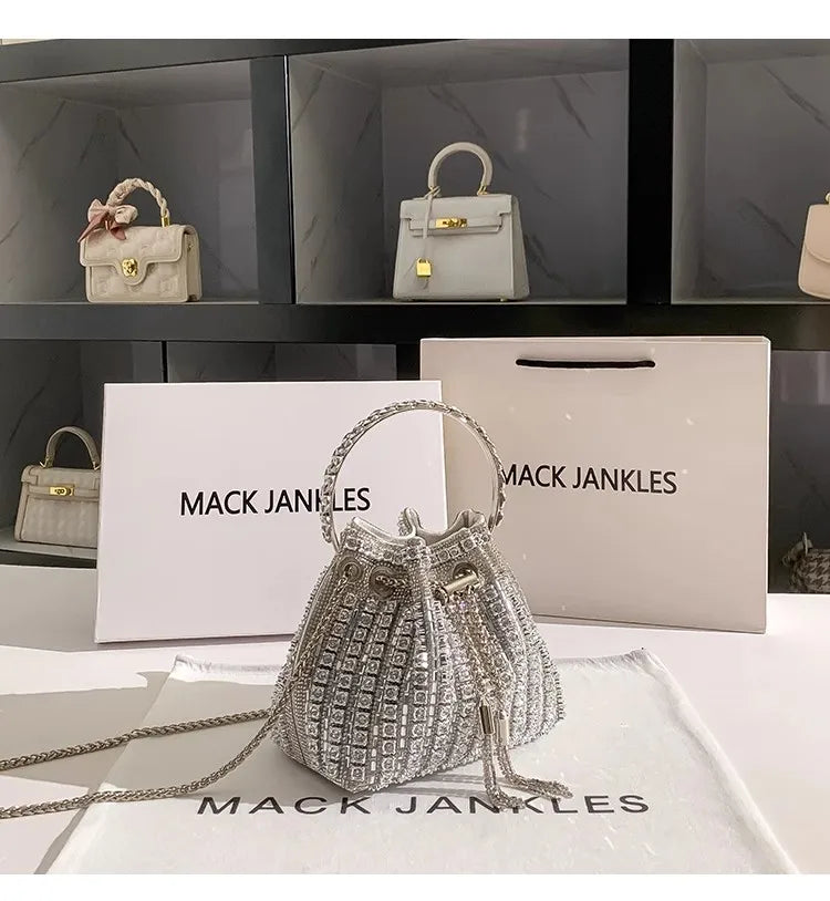 Borsa da donna di design di lusso Borsa con pochette con diamanti lucidi glitterati Borsa per banchetti per feste di nozze Borsa da sera con strass di cristallo