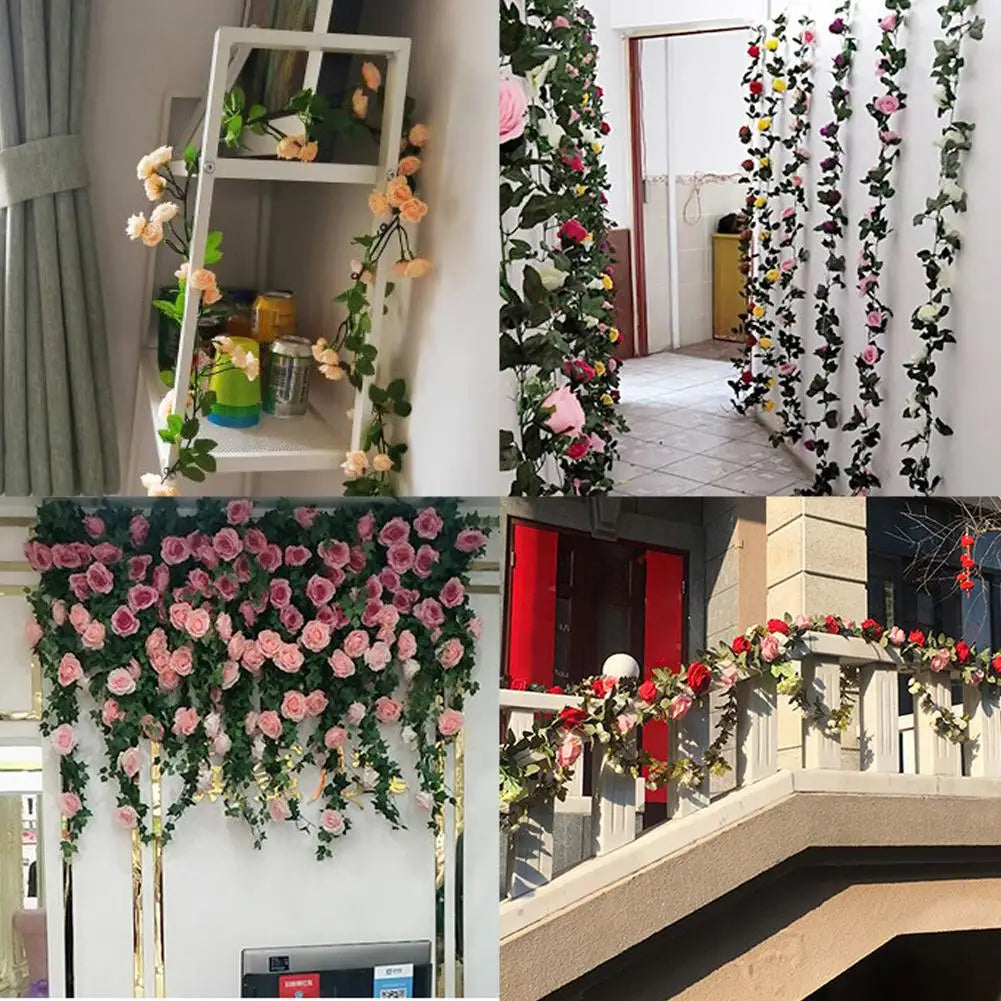 230cm Artificial Flowers Plants Rose Christmas Garland for Wedding Home indoor Outdoor Wall Decoration Garden Diy Birthday Party