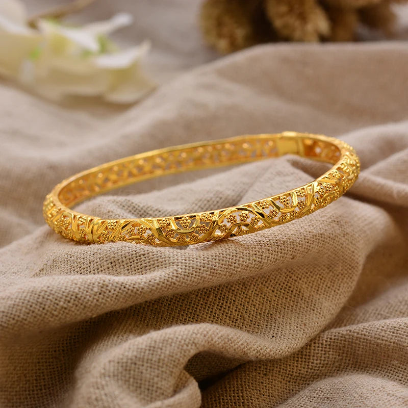 Bracciali Placcati Oro in Stile Dubai per Donne, Gioielli di Lusso per Matrimoni Arabi