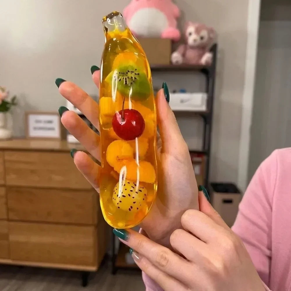 Bouncy Rebound Banana Form Squeeze Fidget Toy Maltose‑Filled Sensory Play Device Stress Calming Gadget for Grown‑ups