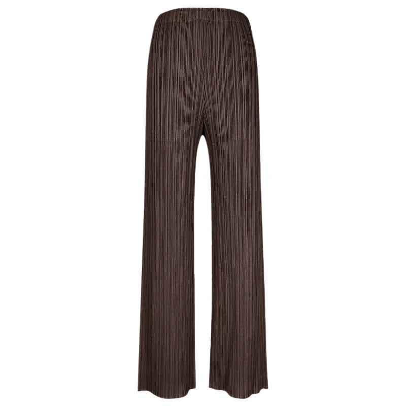 Pantaloni a vita alta a pieghe dritti larghi classici di design Miyake eleganti casual da donna primavera estate autunno disponibili