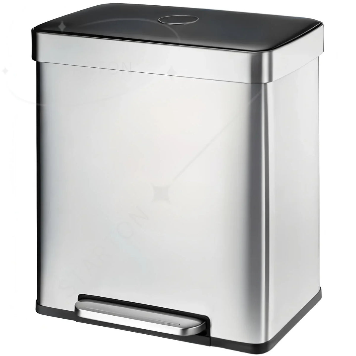 60L Triple Compartment Stainless Steel Recycling Bin with Pedal Press Button on Top Kitchen Trash Bin Recycle Bin