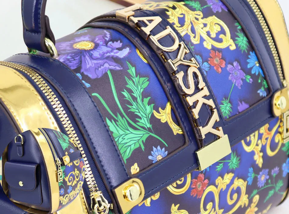 Borsa Boston da Donna con Stampa, Borsa a Spalla Grande Capacità, Borsa a Tracolla con Doppia Cerniera, Stile Mezza Copertura, Borsa con Manico Superiore