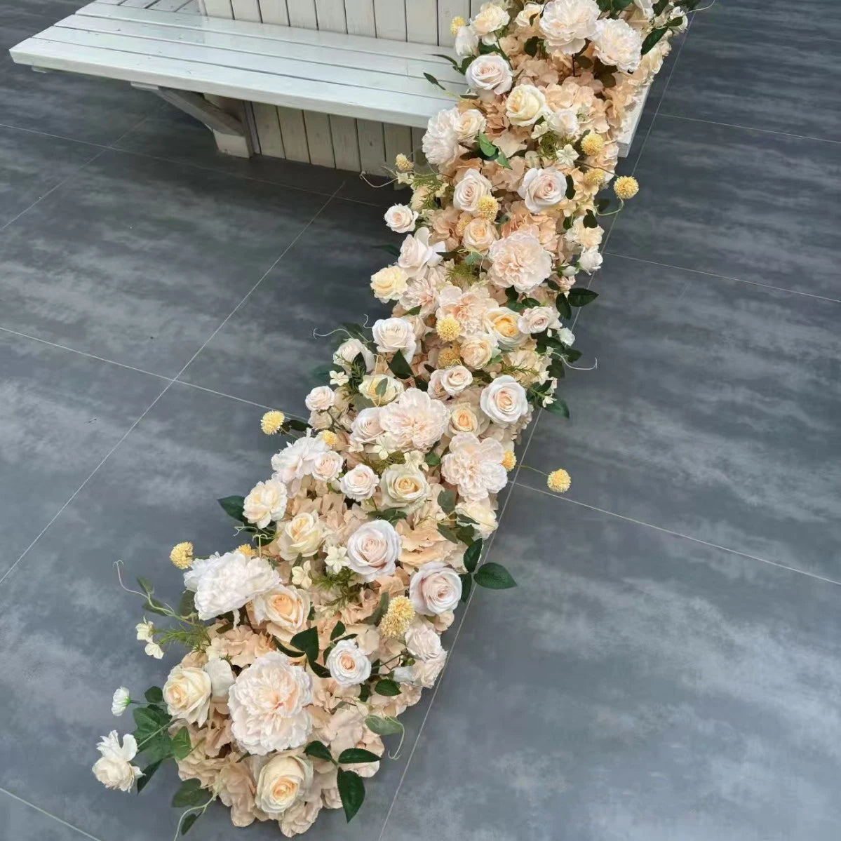 Custom Artificial Flowers Strips Arrangement Event Backdrop Arch Decor Wall Hanging Floral Row Table Sofa Runner Wedding Props