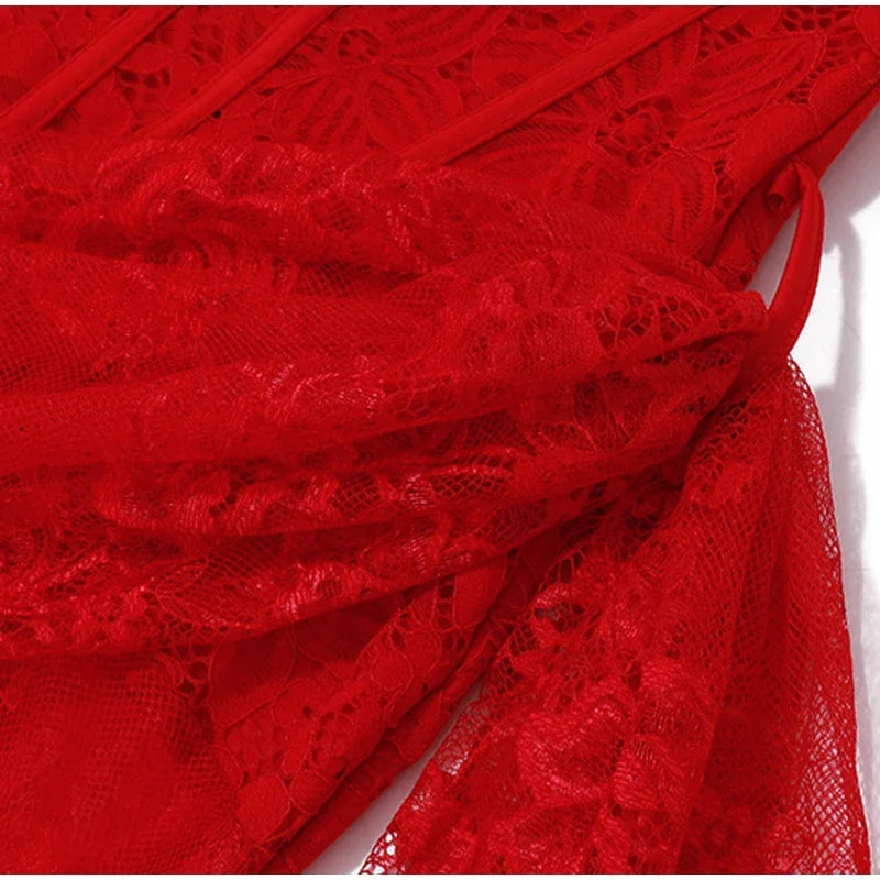 Nuovo abito sexy senza spalline in pizzo bianco per le donne 2024 abiti eleganti abito da sera aderente mini abiti estivi abiti sottili
