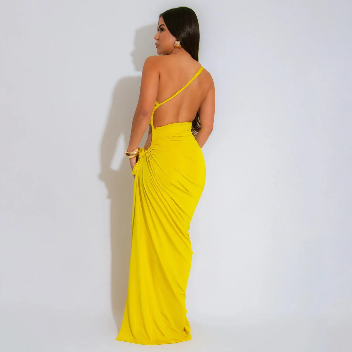 CM.YAYA Donne Senza Maniche Scava Fuori Senza Spalline Aderente Midi Lungo Maxi Vestito 2025 Estate Backless Abiti Da Festa Sexy Abiti