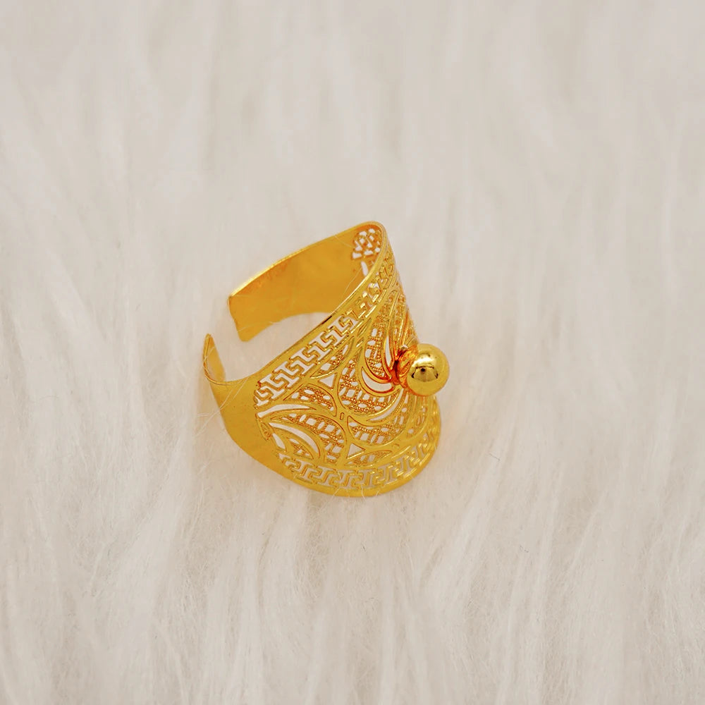 Bracciale color oro Dubai con anello per donna Bracciale con polsino a catena con ciondoli Bracciale indiano Arabo Francia Regali di gioielli da sposa