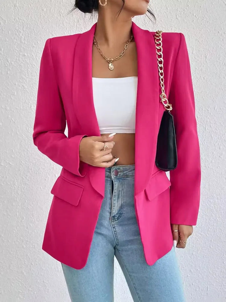 Coreano popolare rosa nuove capispalla donna 2024 moda femminile giacca primaverile casual manica lunga blazer nero cappotti