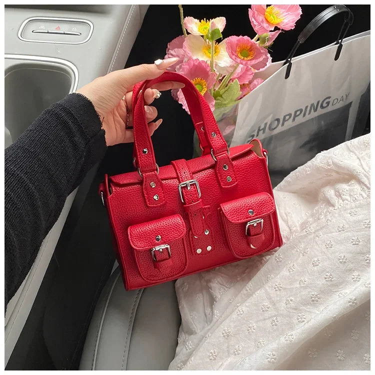 Borsa a Tracolla Stile Retrò Europeo e Americano, Borsa a Spalla Singola con Motivo Lychee, Borsa Messenger da Donna