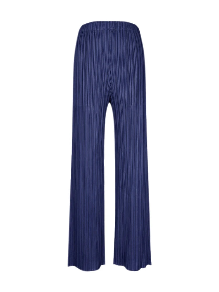 Pantaloni a vita alta a pieghe dritti larghi classici di design Miyake eleganti casual da donna primavera estate autunno disponibili