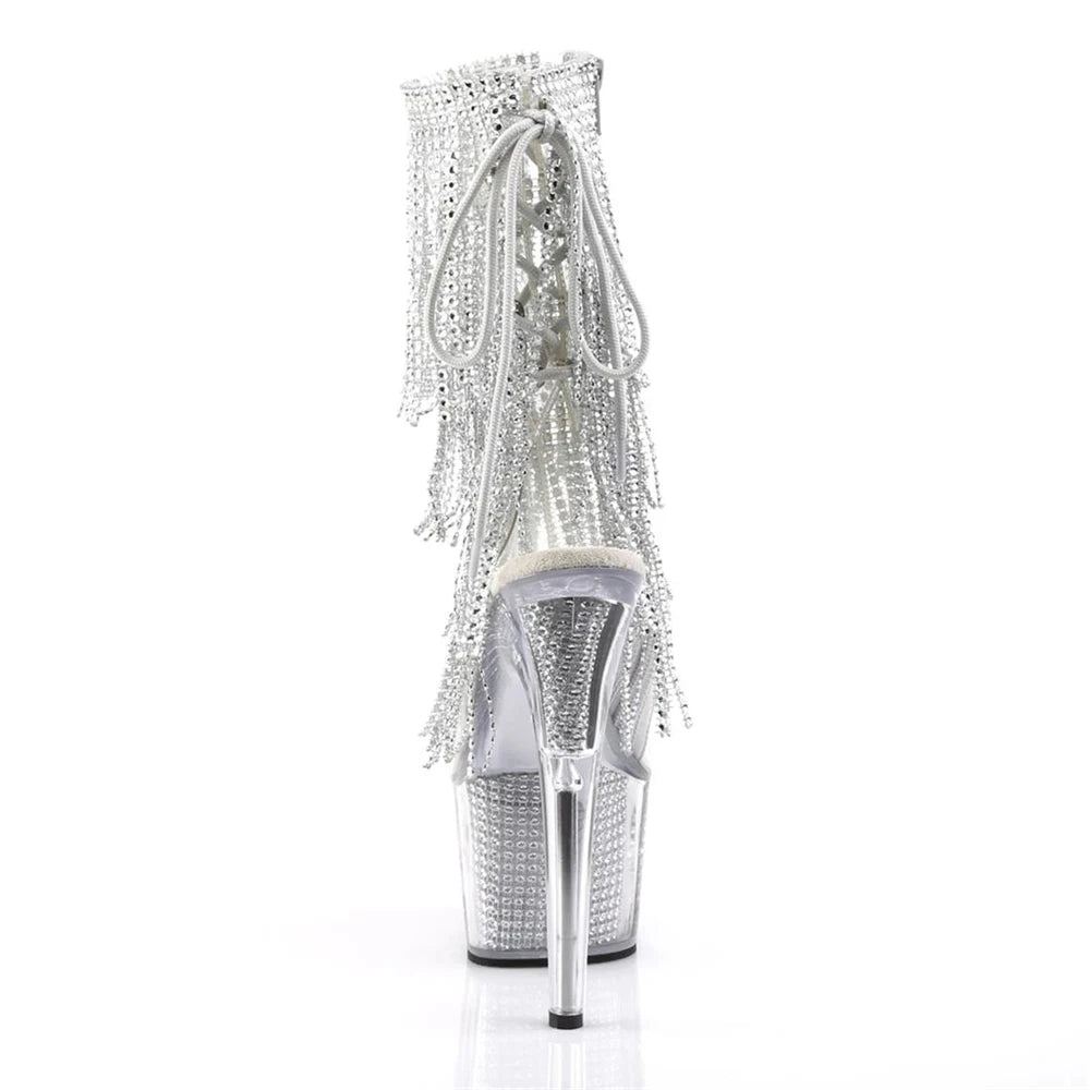 Décolleté con nappe elettrolitico di marca 17CM Tacchi alti sottili Stivaletti Pole Dance Modello da discoteca Passerella Scarpe da donna con plateau