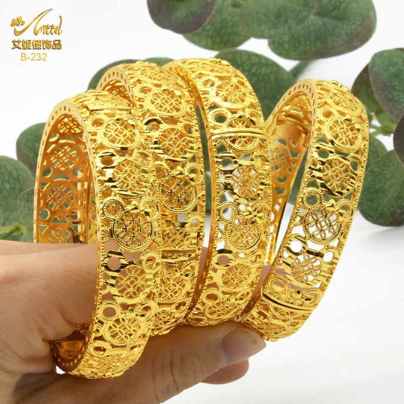 Braccialetti donna africana Dubai Color oro 24k bracciale gioielli indiani per le donne braccialetti arabi con ciondoli da sposa marchio di lusso