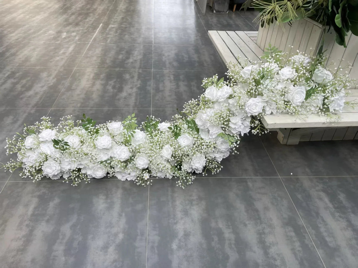 Custom Artificial Flowers Strips Arrangement Event Backdrop Arch Decor Wall Hanging Floral Row Table Sofa Runner Wedding Props