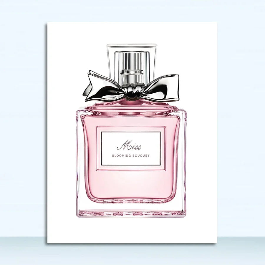 1 pezzo di arte da parete minimalista senza cornice, stampa nordica su tela con donna e bottiglia di profumo, poster per soggiorno, casa moderna