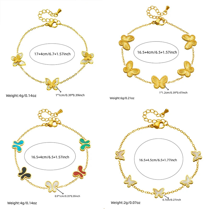 DIEYURO Acciaio inossidabile 316L dorato elegante conchiglia bianca serie farfalla set collana orecchini braccialetto gioielli di tendenza regalo