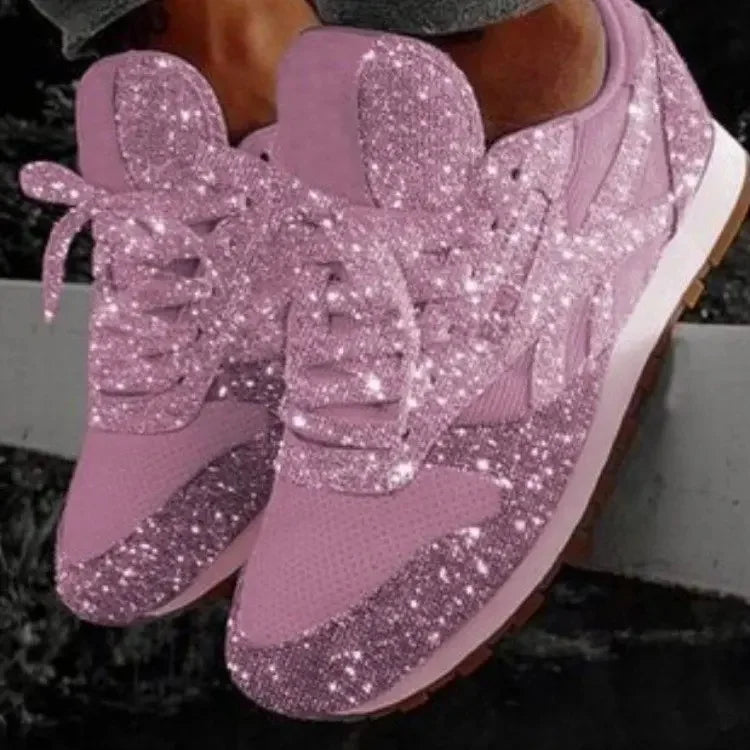 Scarpe Sportive Casual Donna 2020 Nuovo Stile Autunnale con Paillettes, Tacco in Spugna, Traspiranti, con Strass, Suola Spessa, per Studentesse, Taglie Forti