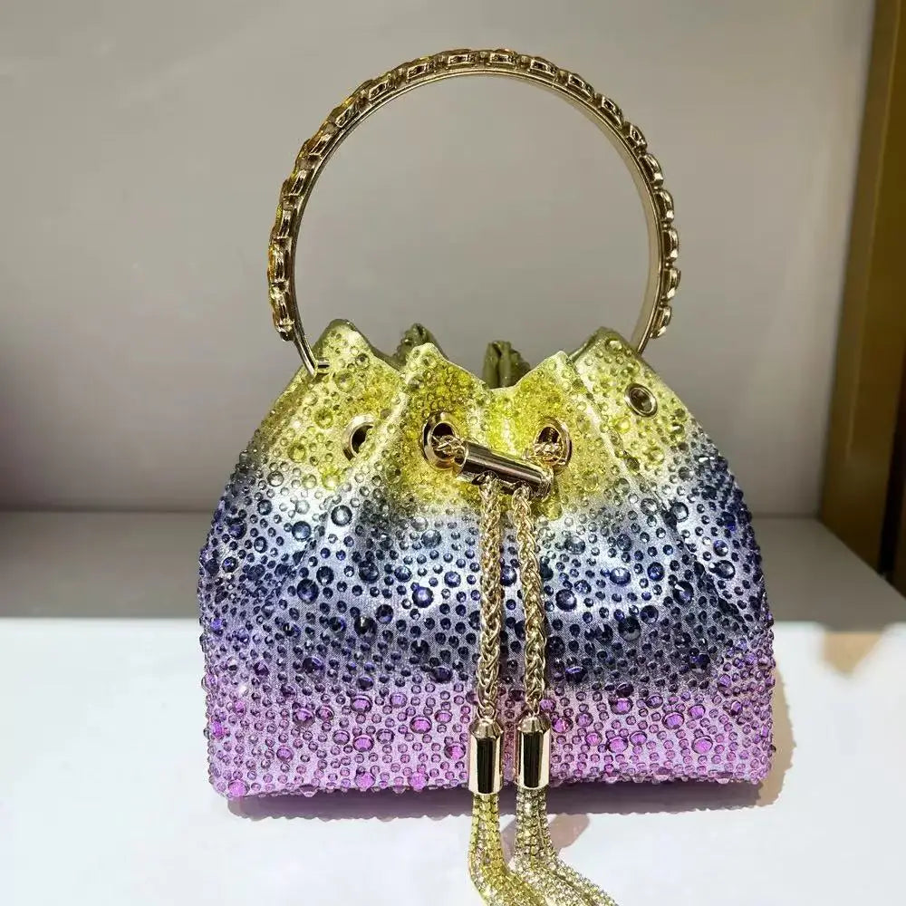 Borsa da donna di design di lusso Borsa con pochette con diamanti lucidi glitterati Borsa per banchetti per feste di nozze Borsa da sera con strass di cristallo