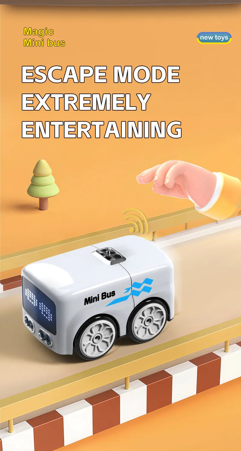 RC Magic Mini Bus Toy  Interactive Inductive Magic Follows Line Car Intelligent Smart Remote Control Cartoon Car Vehicle Toy