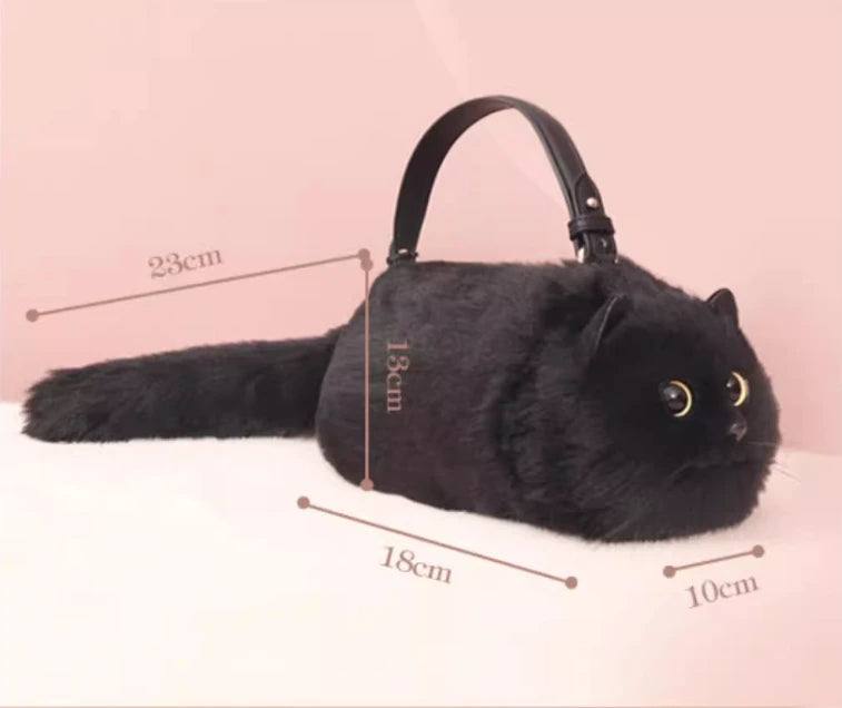 One Shoulder Bag Female Design Small Man Messenger Bag Versatile Hand Made Autumn and Winter Plush Cute Cat Bag
