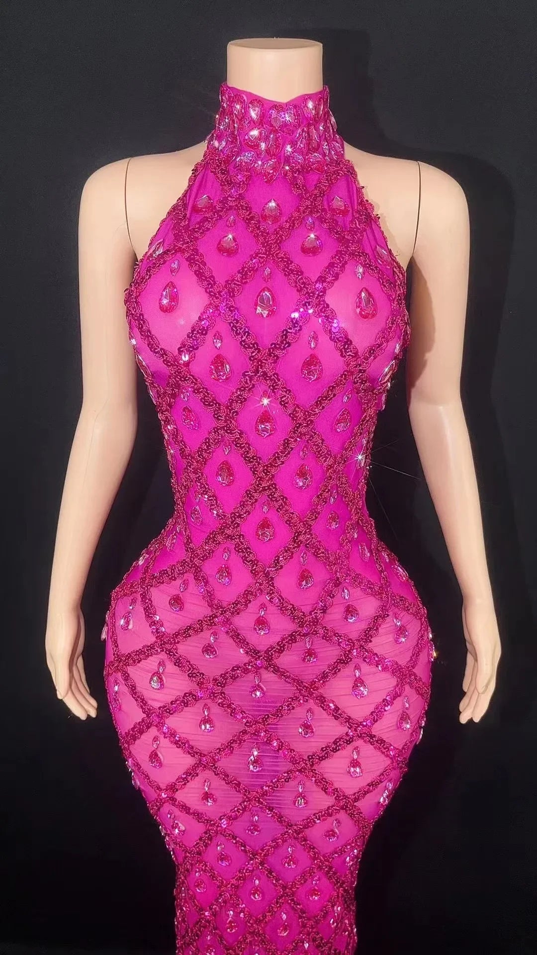 Celebrity Luxury Birthday Party Gown Singer Stage Wear abito da sera con diamanti in cristallo pieno d'argento scintillante di alta qualità