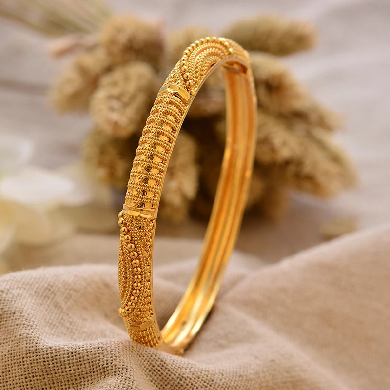Bracciali Placcati Oro in Stile Dubai per Donne, Gioielli di Lusso per Matrimoni Arabi