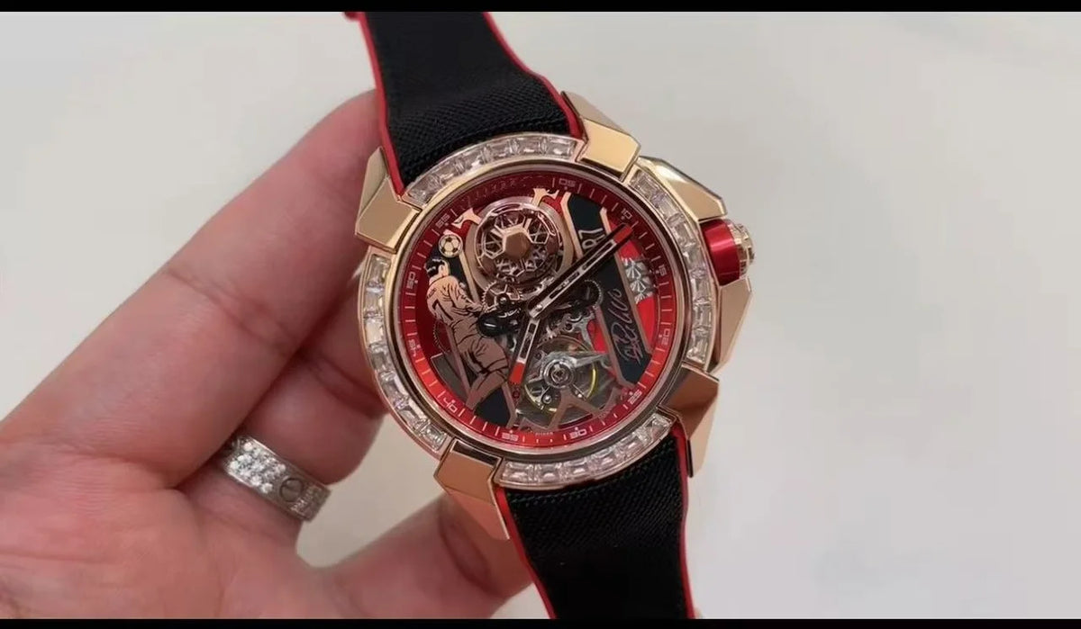 Orologio Meccanico Automatico Sportivo con Quadrante Scheletrato, Ghiera Verde e Cinturino in Silicone