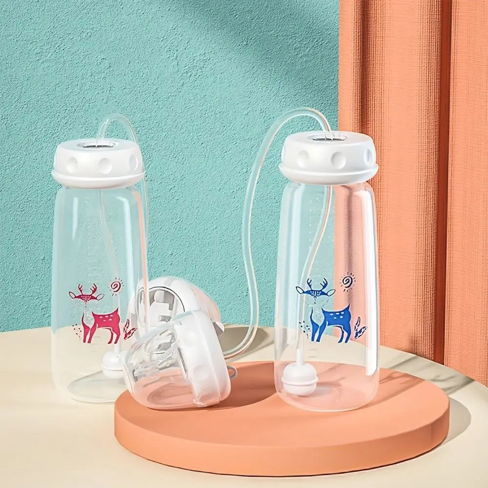 New 5oz/150ml Hands-Free Feeding Bottle Self-Feeding with Straw Brush Bottle Set Normal-Neck Gravity Ball Milk Storage Bottle