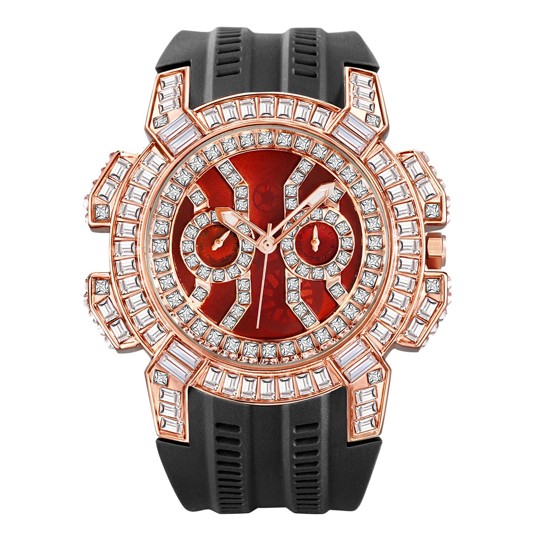 Orologio di Lusso con Diamanti per Uomo, Quadrante Grande Rosso con Strass, Orologi Unisex, Dropshipping