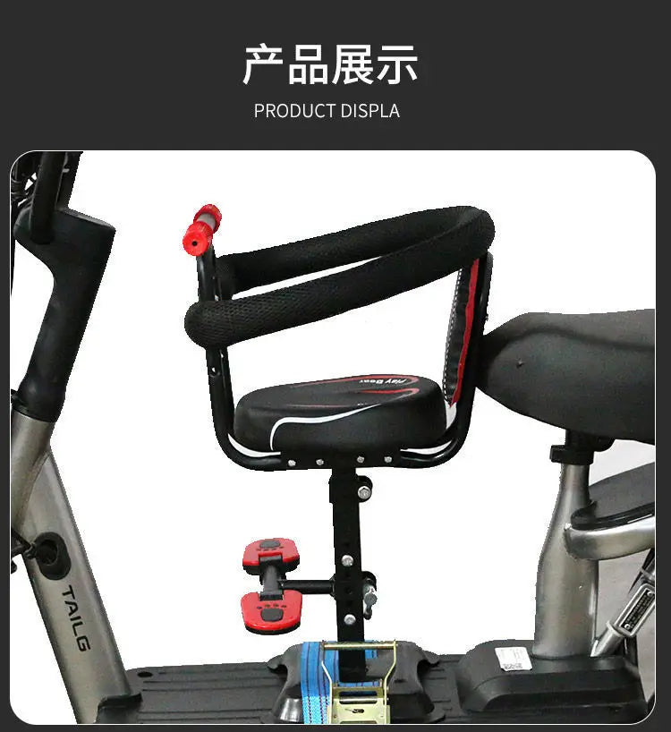 Electric Scooter Child Seat Adjustable Shock Seat Electric Vehicle Child Seat with Seat Belts Armrest and Foot Pedal Detachable