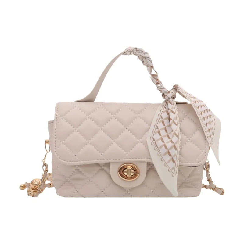 Borsa a tracolla estiva da donna, piccola e quadrata, stile elegante, nuova collezione 2026, di alta gamma, con catena e motivo a griglia