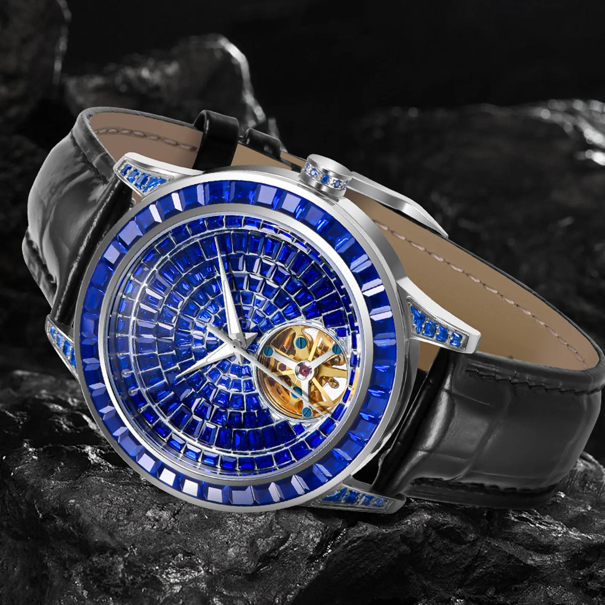 PINDU Design NUOVO Orologio Meccanico da Uomo 42MM con Quadrante Diamantato, Acciaio Inossidabile, Impermeabile, Automatico, Lusso di Alta Gamma