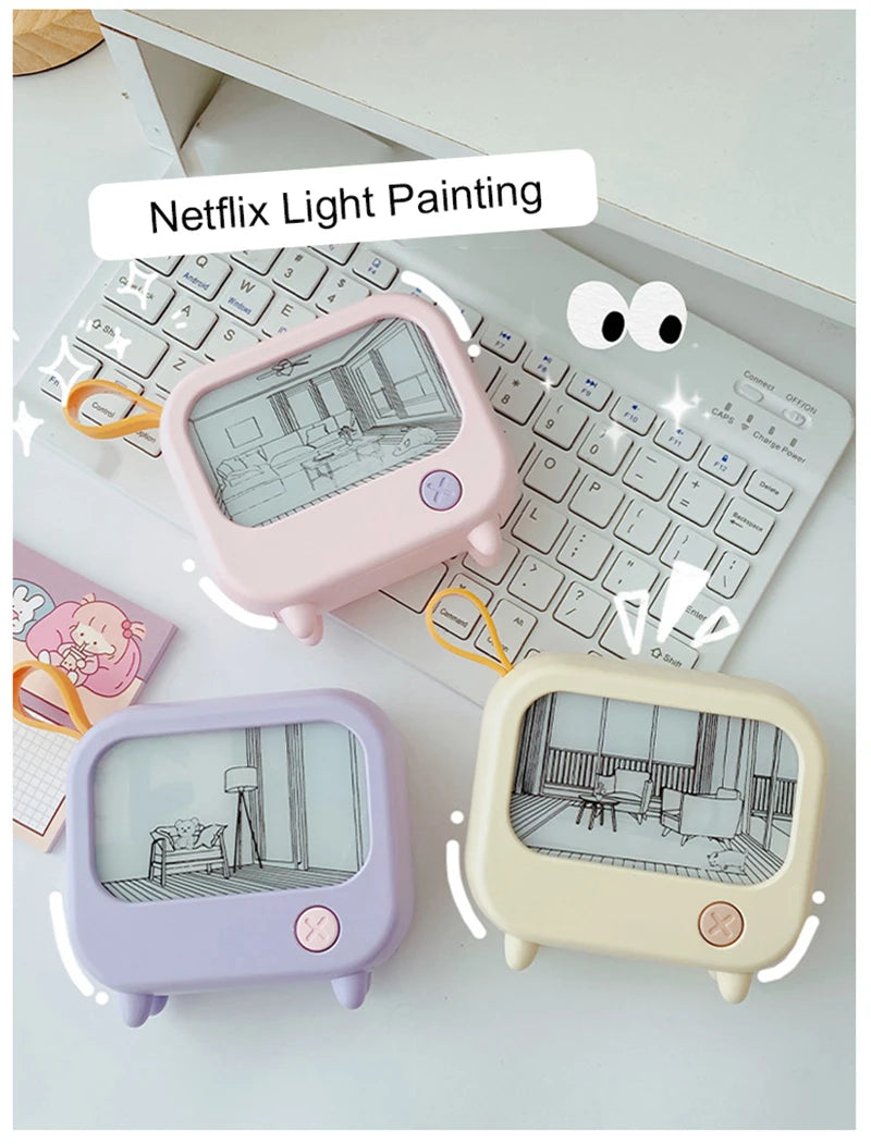 TV Painting Night Light Led Cute Child Learning Table Lamp Room Home Decoration Atmosphere Lighting Mini Desktop Birthday Gift