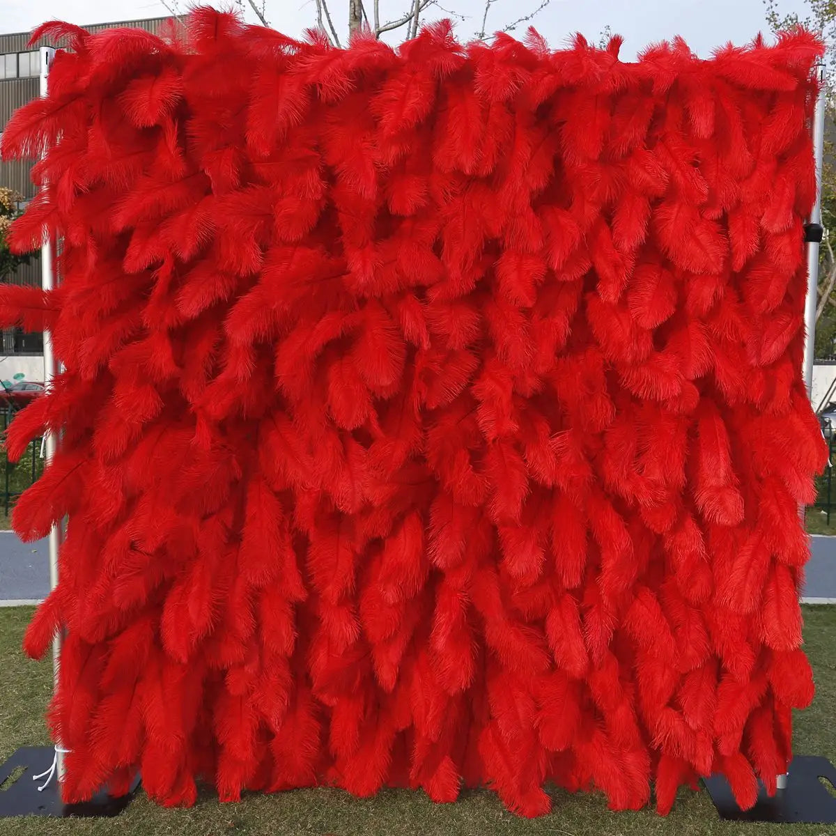 New 5D pink Feather Fabric Flower Wall Wedding Backdrop Decor Cloth Green Plants Wall Birthday Party Event Props Window Display