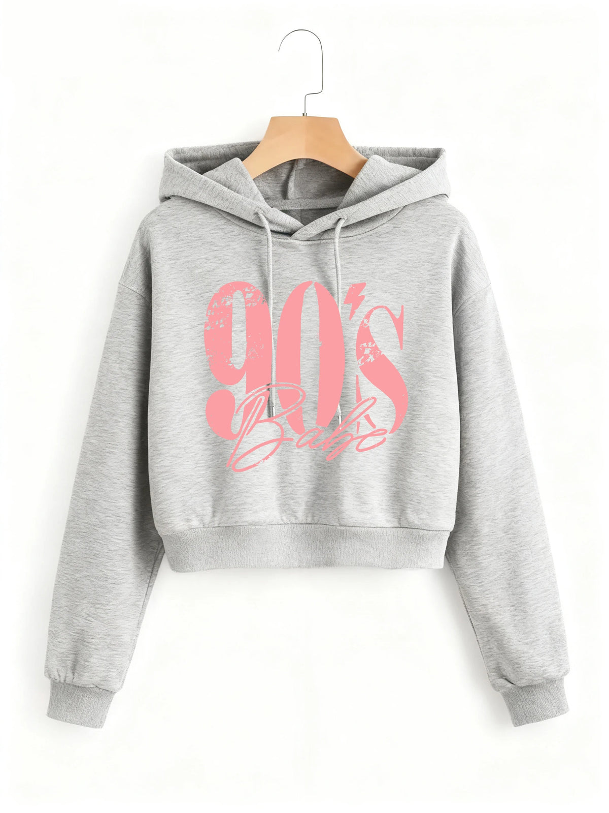 Felpa Corta con Stampa Lettere Stile Anni '90, Top Corto con Cappuccio, Felpa Y2k, Abbigliamento Casual Gotico per Autunno Inverno