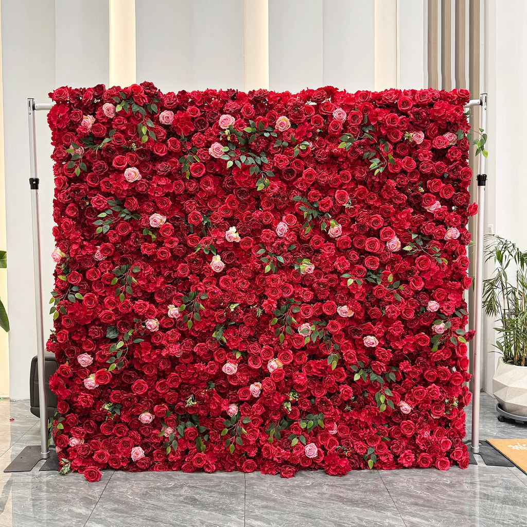 Creative Wedding Wall Decorative Wall Panels Pink Roses Rolled Up Flower Wall Background