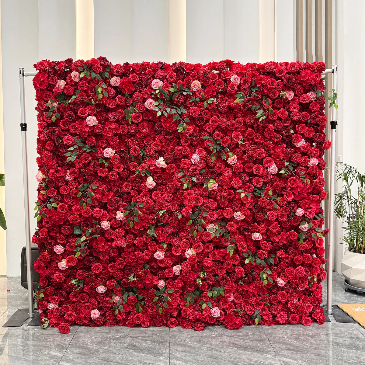 Creative Wedding Wall Decorative Wall Panels Pink Roses Rolled Up Flower Wall Background